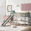 Twin Size Low Loft Bed with Ladder and Slide, Gray WF286078AAE