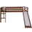Full size Loft Bed Wood Bed with Slide, Stair and Chalkboard,Walnut WF286311AAL