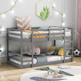 Twin Over Twin Bunk Bed with Ladder, Gray WF286326AAE