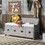TREXM Movable Cushion Storage Bench with Drawers and Backrest for Entryway and Living Room (Gray Wash) WF287471AAE