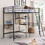 Twin Size Metal Loft Bed and Built-in Desk and Shelves,Black(OLD DKU:WF280270AAB) WF288853AAB