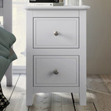 2 Drawers Solid Wood Nightstand End Table in White Wf288864Aaw