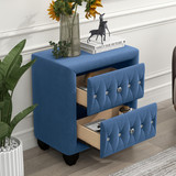 Bedroom Upholstery Nightstand with Two Drawers, Blue Wf289330Aac