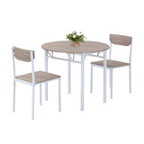 Topmax 3-Piece Round Dining Table Set with Drop Leaf and 2 Chairs for Small Places, White Frame+Natural Finish Wf290234Aak