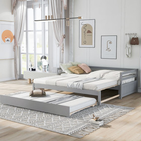 Twin or Double Twin Daybed with Trundle, Gray Wf290883Aae