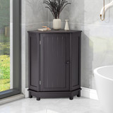 Bathroom Cabinet Triangle Corner Storage Cabinet with Shelf Style MDF Board, Black Brown Wf291477Aad