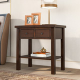 Wooden Nightstand with Two Drawers and One Shelf, Style Bedside Table - Brushed Espresso WF292155AAP