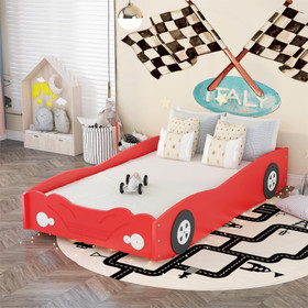 Twin Size Car-Shaped Platform Bed, Red Wf292413Aaj