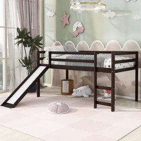 Loft Bed with Slide, Multifunctional Design, Twin (Espresso) WF292715AAP