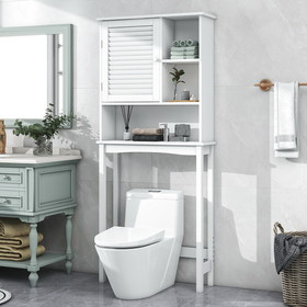 Home Over-The-Toilet Shelf Bathroom Storage Space Saver with Adjustable Shelf Collect Cabinet (White) WF294603AAK