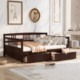 Full Size Daybed Wood Bed with Two Drawers,Espresso(OLD SKU:LP000058AAP)