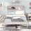 Platform Bed with Storage Headboard,Sockets and USB Ports,Full Size Platform Bed,Antique White WF295302AAW