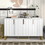 TREXM Modern sideboard with Four Doors, Metal handles & Legs and Adjustable Shelves Kitchen Cabinet (White) WF295368AAK