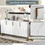 TREXM Modern sideboard with Four Doors, Metal handles & Legs and Adjustable Shelves Kitchen Cabinet (White) WF295368AAK