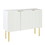 TREXM Modern Simple & Luxury Style Sideboard Particle Board & MDF Board Cabinet with Gold Metal Legs & Handles, Adjustable Shelves for Living Room, Dining Room (White) WF295369AAK