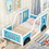 Twin Size Classic Car-Shaped Platform Bed with Wheels,Blue WF296353AAC