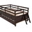 Low Loft Bed Twin Size with Full Safety Fence, Climbing ladder, Storage Drawers and Trundle Espresso Solid Wood Bed WF296596AAP