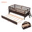 Low Loft Bed Twin Size with Full Safety Fence, Climbing ladder, Storage Drawers and Trundle Espresso Solid Wood Bed WF296596AAP
