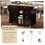 Kitchen cart with Rubber wood desktop rolling mobile kitchen island with storage and 5 draws 53 inch length (Black) WF297003AAB
