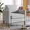 Classic Linen Armchair Accent Chair with Bronze Nailhead Trim Wooden Legs Single Sofa Couch for Living Room, Bedroom, Balcony, Light Gray WF298023AAE