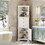 White Triangle Tall Cabinet with 3 Drawers and Adjustable Shelves for Bathroom, Kitchen or Living Room, MDF Board with Painted Finish WF298150AAK