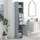 Grey Tall Bathroom Cabinet, Freestanding Storage Cabinet with 3 Drawers and Adjustable Shelf, MDF Board with Painted Finish WF298152AAG