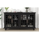TREXM Sideboard with Adjustable Height Shelves, Metal Handles, and 4 Doors for Living Room, Bedroom, and Hallway (Espresso)