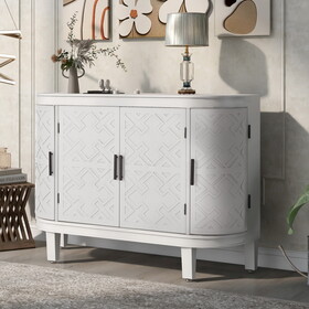 U-Style Accent Storage Cabinet Sideboard Wooden Cabinet with Antique Pattern Doors for Hallway, Entryway, Living Room, Bedroom