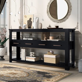 U_STYLE 62.2" Modern Console Table Sofa Table for Living Room with 4 Drawers and 2 Shelves