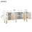 ON-TREND Boho style TV Stand with Rattan Door, Woven Media Console Table for TVs Up to 70", Country Style Design Side Board with Gold Metal Base for Living Room, White. WF300549AAK
