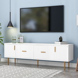 U-Can TV Stand with 5 Champagne Legs - Durable, Stylish and Spacious, TVs up to 75