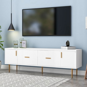 U-Can TV Stand with 5 Champagne Legs - Durable, Stylish and Spacious, TVs up to 75"