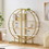 4 Tiers Home Office Open Bookshelf, Round Shape, Different Placement Ways, MDF Board, Gold Metal Frame, White WF300940AAK