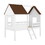 Twin Size Low Loft Wood House Bed with Two Side Windows (White+Brown) WF300984AAD