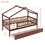 Twin Size Wooden House Bed with Two Drawers, Walnut WF302181AAL