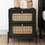 Modern Cannage Rattan Wood Closet 2-Drawer Side Table End Table Nightstand for Bedroom, Living Room, Entryway, Hallway, Black WF303222AAB