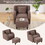 Swivel Accent Chair with Ottoman, Teddy Short Plush Particle Velvet Armchair,360 Degree Swivel Barrel Chair with footstool for Living Room, Hotel, Bedroom, Office, Lounge,Brown WF303390AAD