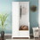 ON-TREND Stylish Design Hall Tree with Flip-Up Bench, Minimalist Hallway Shoe Cabinet with Adjustable Shelves, Multifunctional Furniture with Hanging Hooks for Entryways, Mudroom, White WF304223AAK