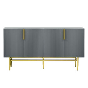 TREXM Modern Elegant 4-door Sideboard Gold Metal Handle Buffet Cabinet for Dining Room, Living Room, Bedroom, Hallway (Gray) WF304382AAE