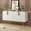 TREXM Modern Elegant 4-door Sideboard Gold Metal Handle Buffet Cabinet for Dining Room, Living Room, Bedroom, Hallway (White) WF304382AAK