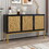 TREXM Large Storage Space Sideboard with Artificial Rattan Door and Rebound Device for Living Room and Entryway (Black) WF304442AAB