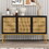 TREXM Large Storage Space Sideboard with Artificial Rattan Door and Rebound Device for Living Room and Entryway (Black) WF304442AAB