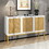 TREXM Large Storage Space Sideboard with Artificial Rattan Door and Rebound Device for Living Room and Entryway (White) WF304442AAK