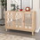 TREXM Sideboard with Glass Doors, 3 Door Mirrored Buffet Cabinet with Silver Handle for Living Room, Hallway, Dining Room (Natural Wood Wash) WF304918AAD