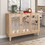 TREXM Sideboard with Glass Doors, 3 Door Mirrored Buffet Cabinet with Silver Handle for Living Room, Hallway, Dining Room (Natural Wood Wash) WF304918AAD