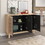 TREXM Sideboard with Glass Doors, 3 Door Mirrored Buffet Cabinet with Silver Handle for Living Room, Hallway, Dining Room (Natural Wood Wash) WF304918AAD