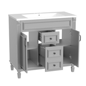 36" Bathroom Vanity without Top Sink, Cabinet only, Modern Bathroom Storage Cabinet with 2 Soft Closing Doors and 2 Drawers(NOT INCLUDE BASIN SINK) WF305078AAC