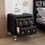Elegant PU Nightstand with 2 Drawers and Crystal Handle,Fully assembled Except Legs&Handles,Storage Bedside Table with Metal Legs - Black WF305129AAB