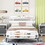 Twin Size Car-Shaped Platform Bed,Twin Bed with Storage Shelf for Bedroom,White WF305170AAK