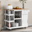 Multipurpose Kitchen Cart Cabinet with Side Storage Shelves,Rubber Wood Top, Adjustable Storage Shelves, 5 Wheels, Kitchen Storage Island with Wine Rack for Dining Room, Home,Bar,White WF305554AAW